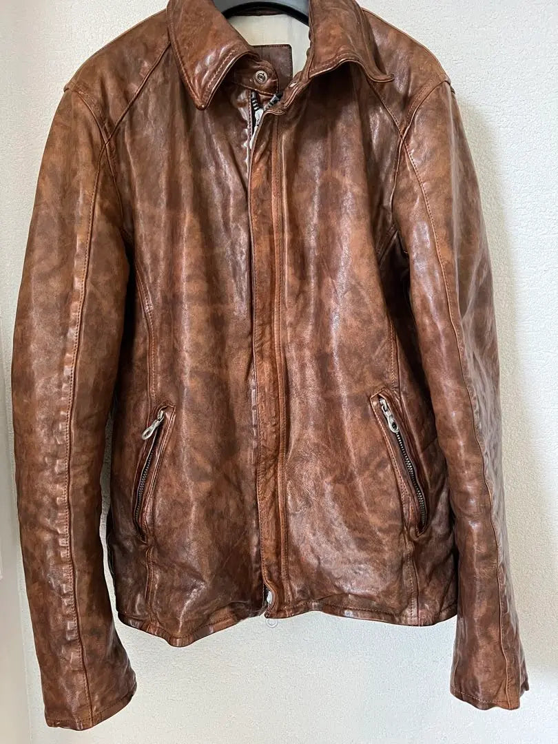 backlash Italian double shoulder leather rider jacket