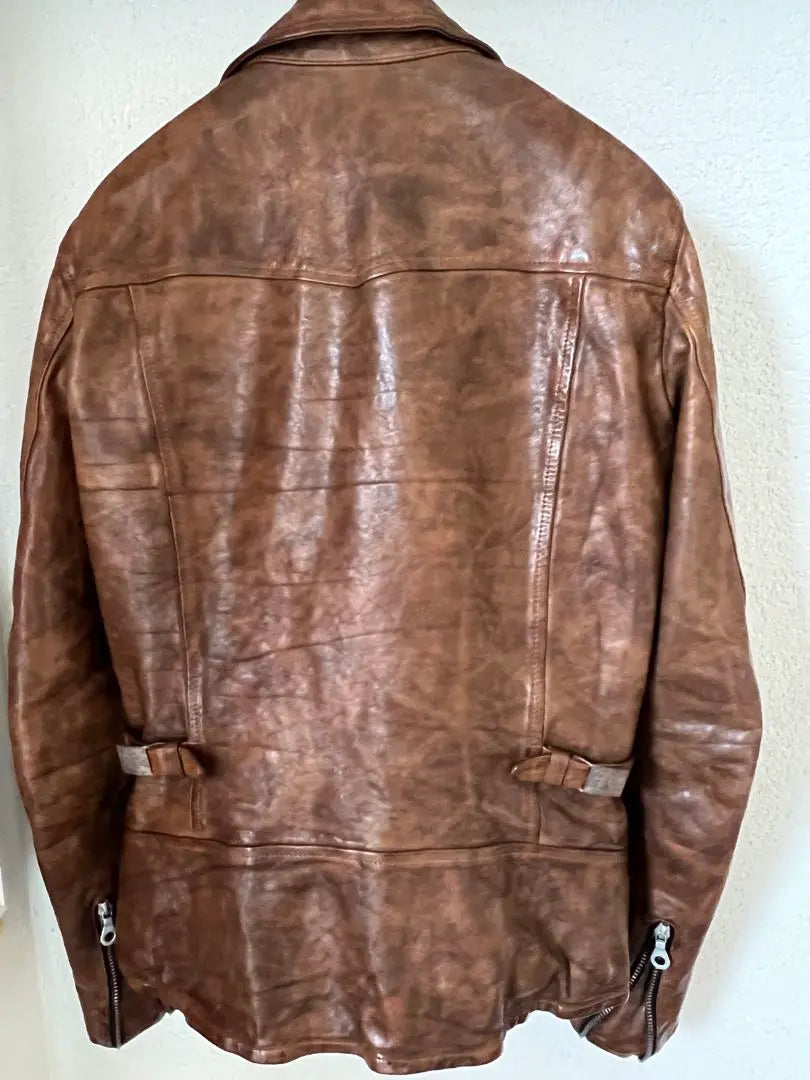 backlash Italian double shoulder leather rider jacket