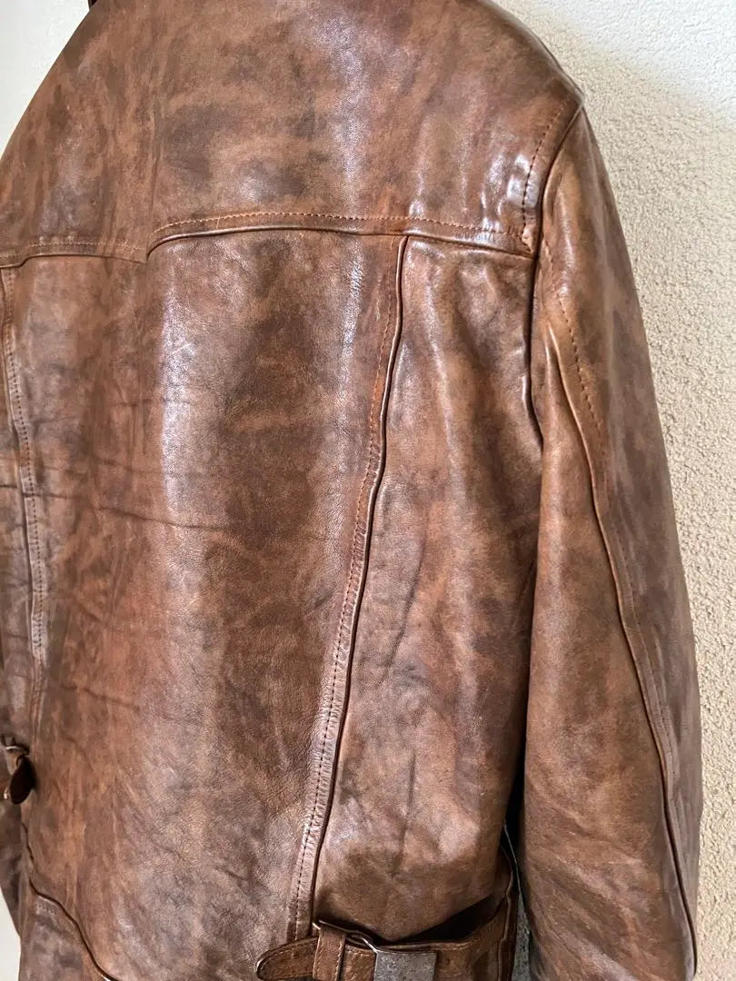 backlash Italian double shoulder leather rider jacket