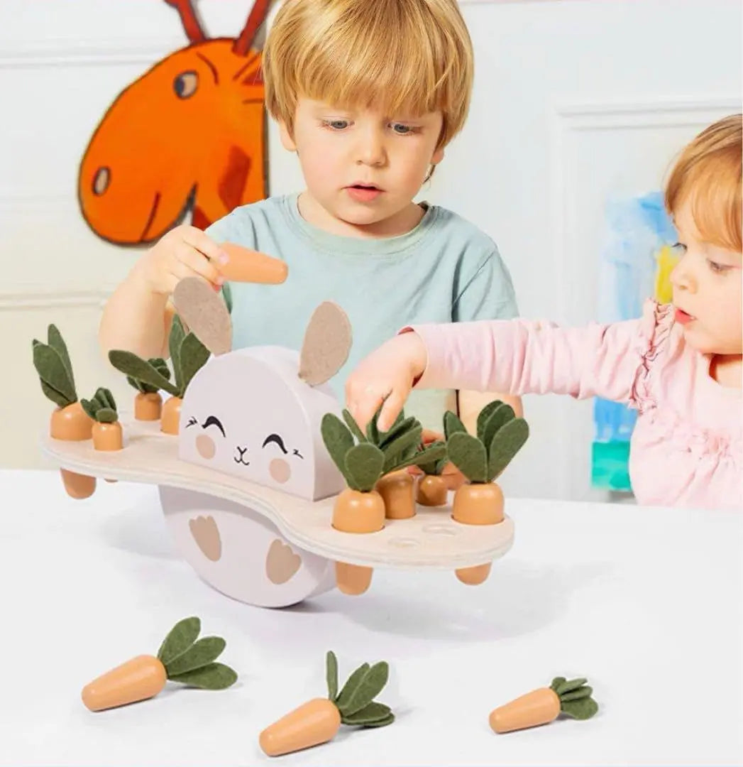 Carrot Games for Toddlers Multifunctional Early Education Wooden Toys Safety Cute Rabbit