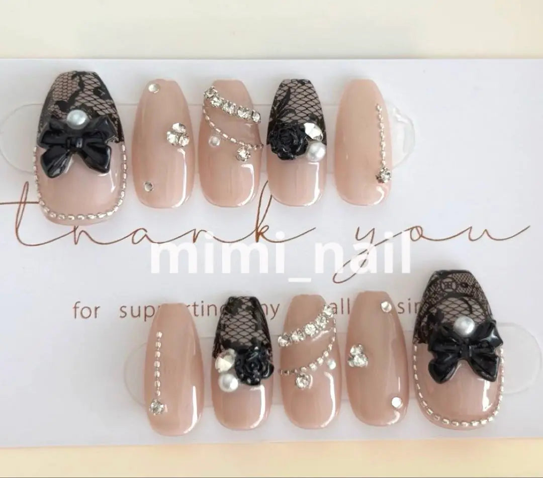 Custom nail tips Korean French Girly Elegant Lace nails Trend Rose