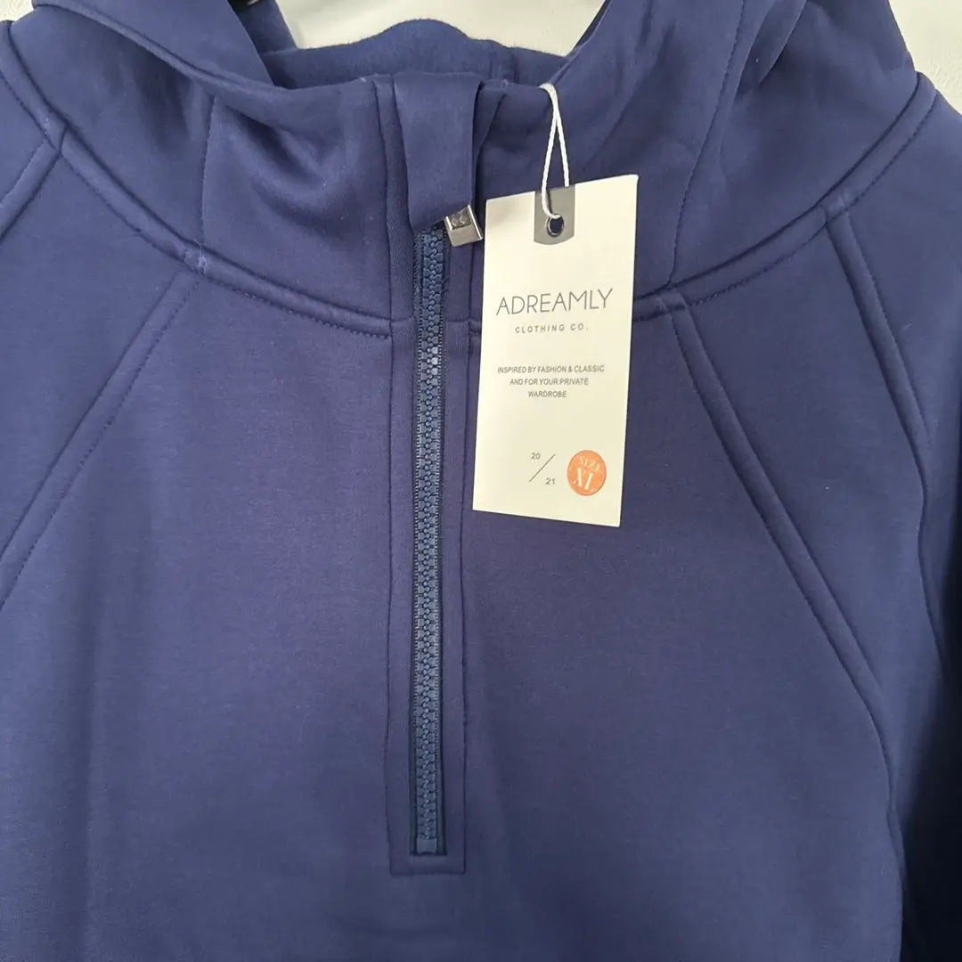 Nuevo ❣️ Sudadera con capucha azul marino con media cremallera para mujer, talla XL, forro polar, largo corto