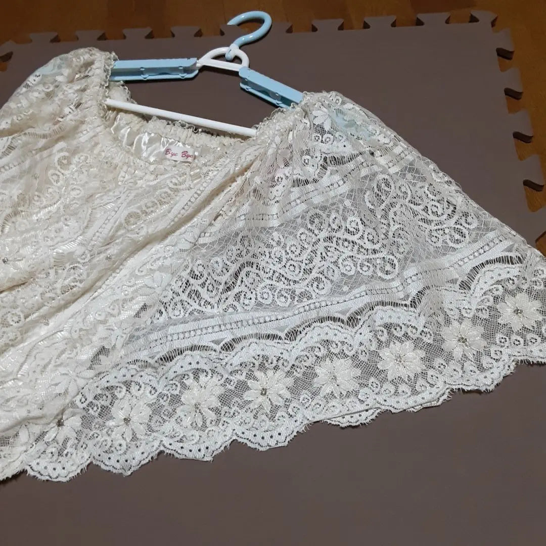 Bye Bye Lace Tunic Short Sleeve Cream