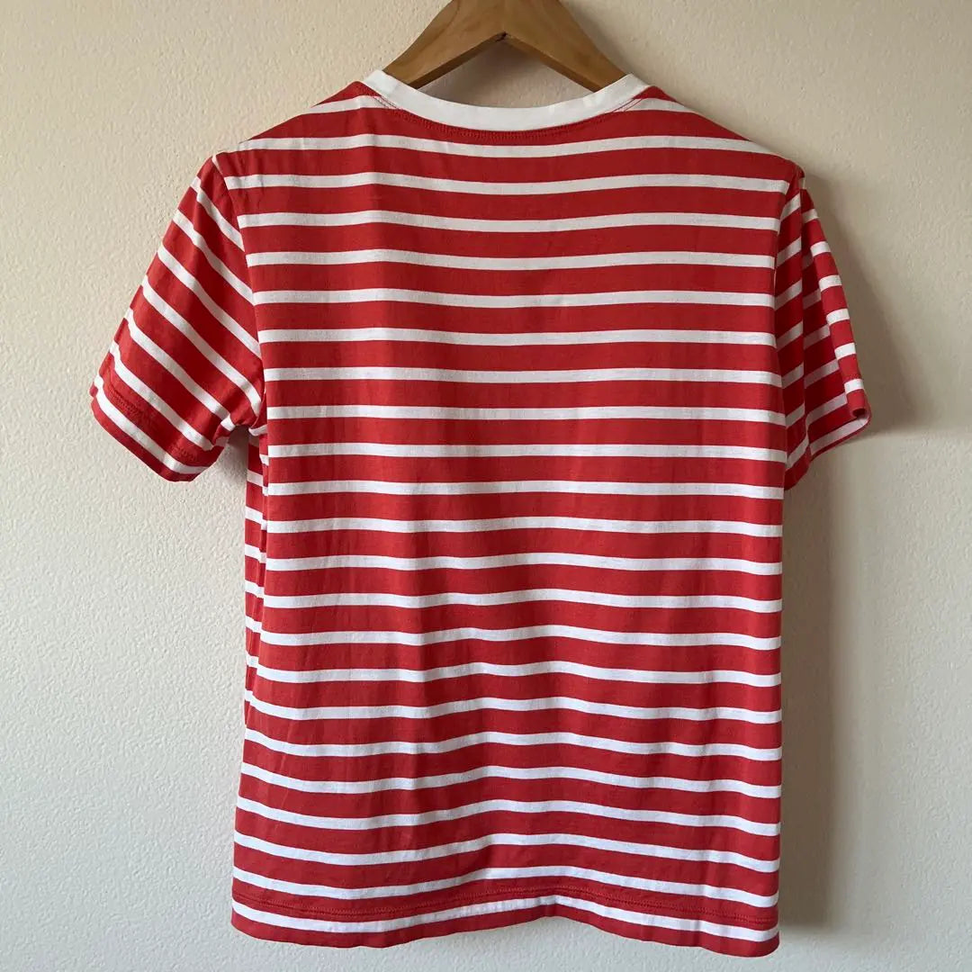 [Good condition] Blambert Striped Short Sleeve T-shirt 38 Red x White Bead Line