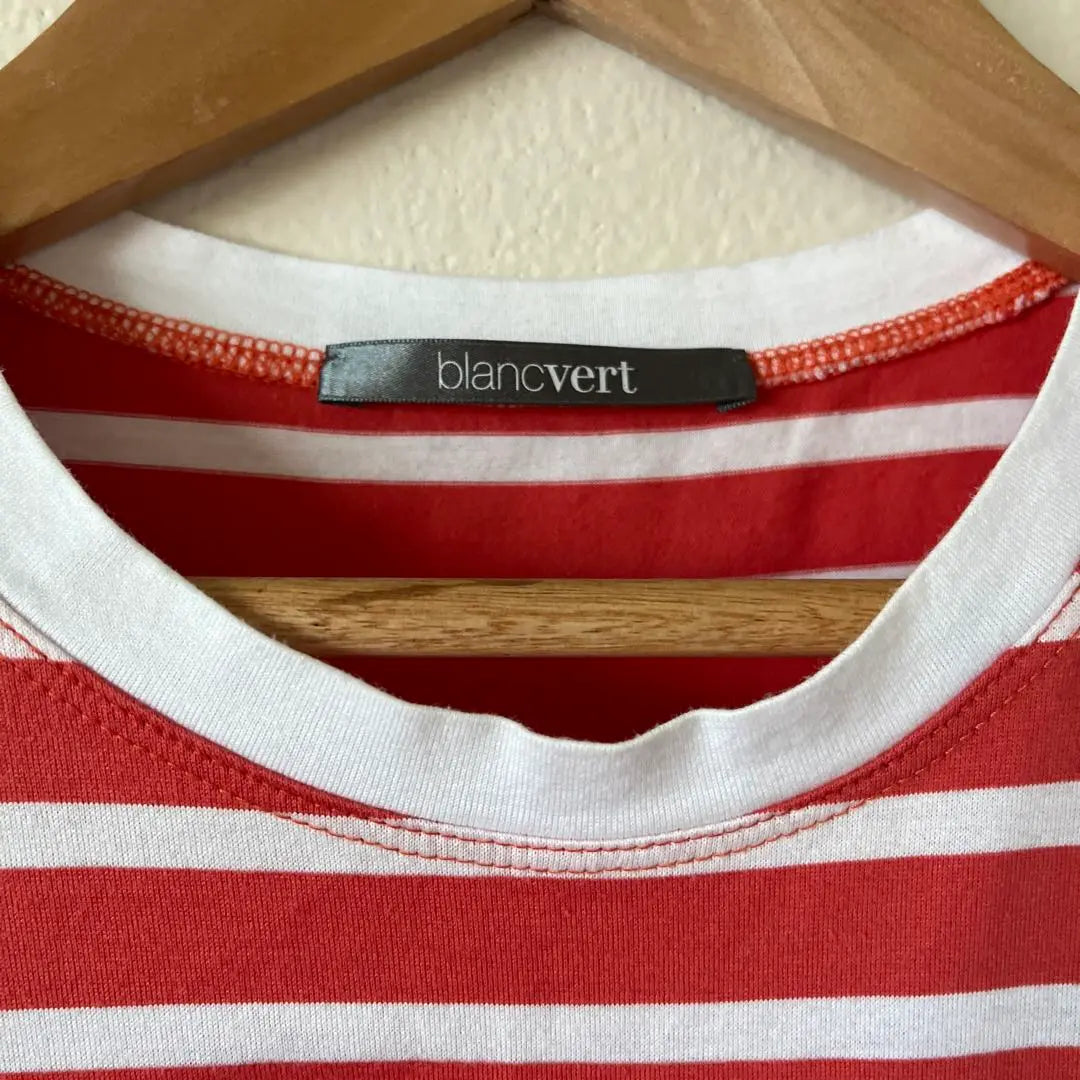 [Good condition] Blambert Striped Short Sleeve T-shirt 38 Red x White Bead Line