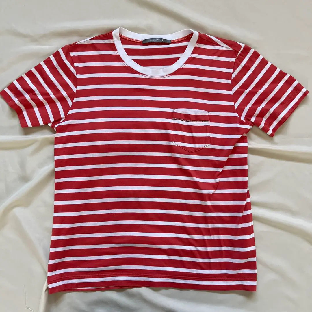 [Good condition] Blambert Striped Short Sleeve T-shirt 38 Red x White Bead Line