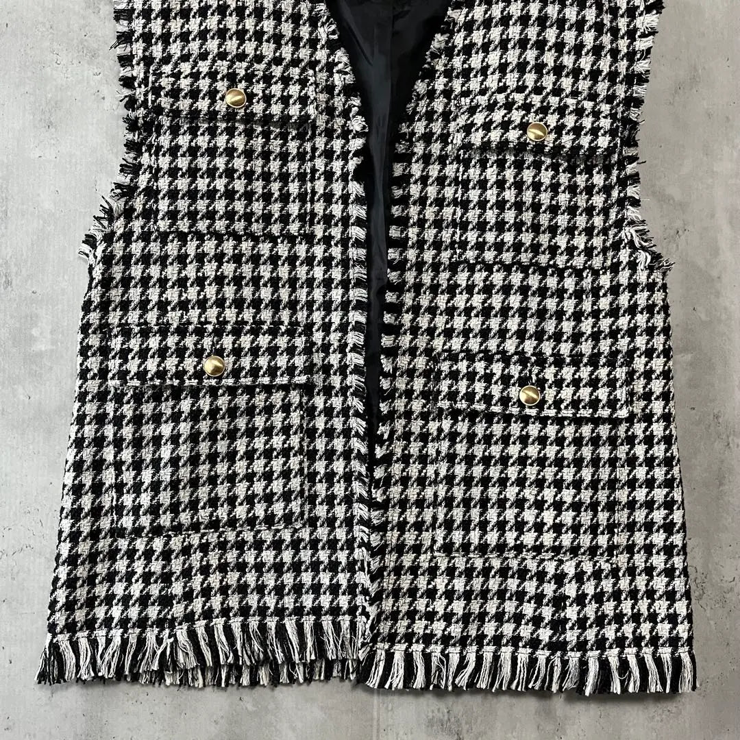 OPAQUE.CLIP Opaque Dot Clip Chidori Tweed Vest Gilet