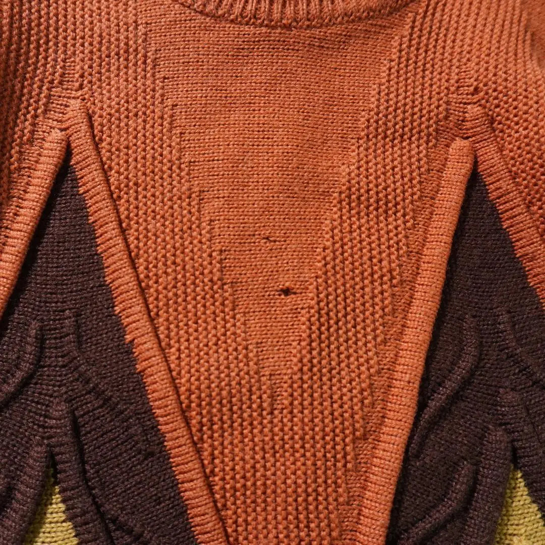 vintage 3D knit sweater, three-dimensional design, orange/CW80