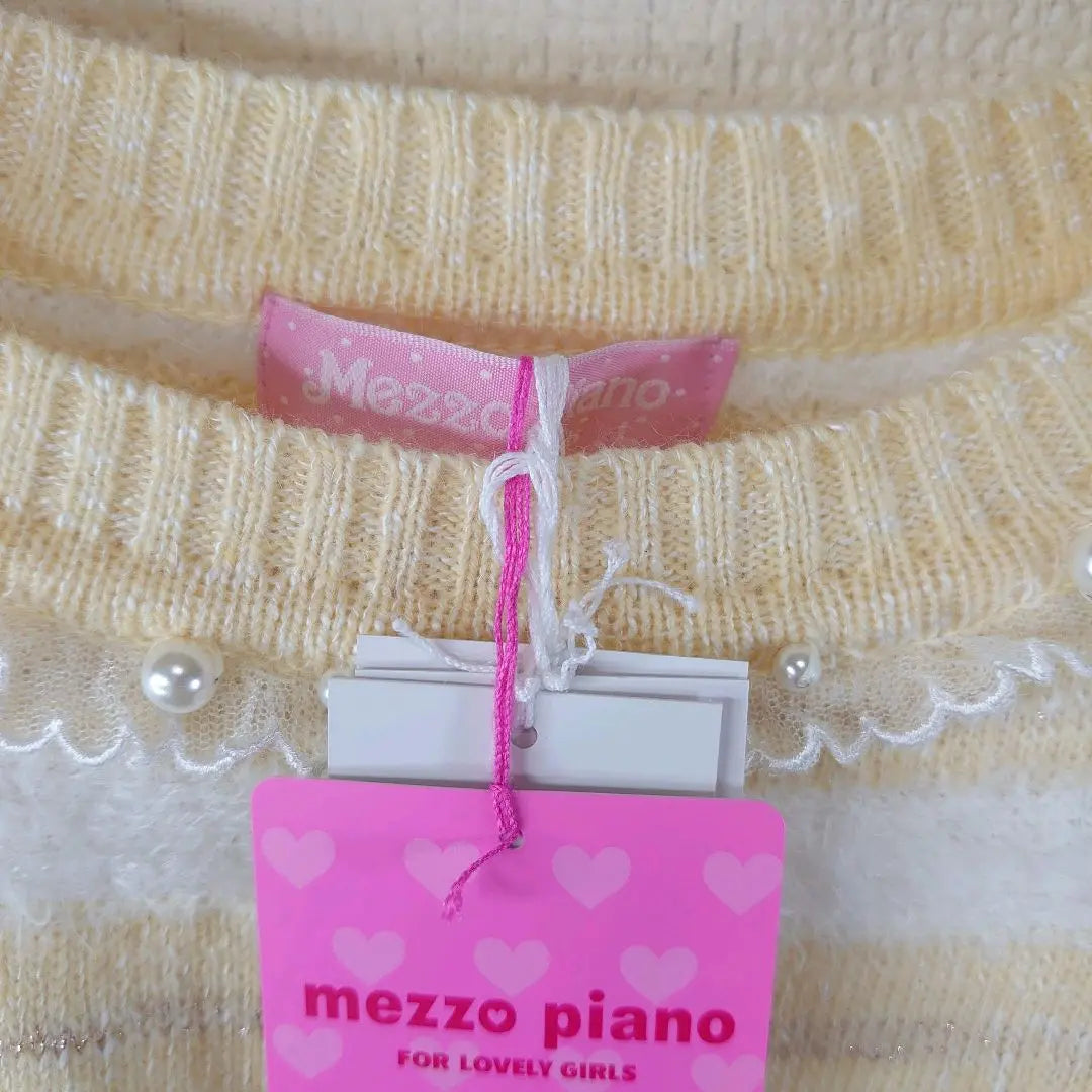 [New] Mezzo piano striped knit sweater L 160cm beige white