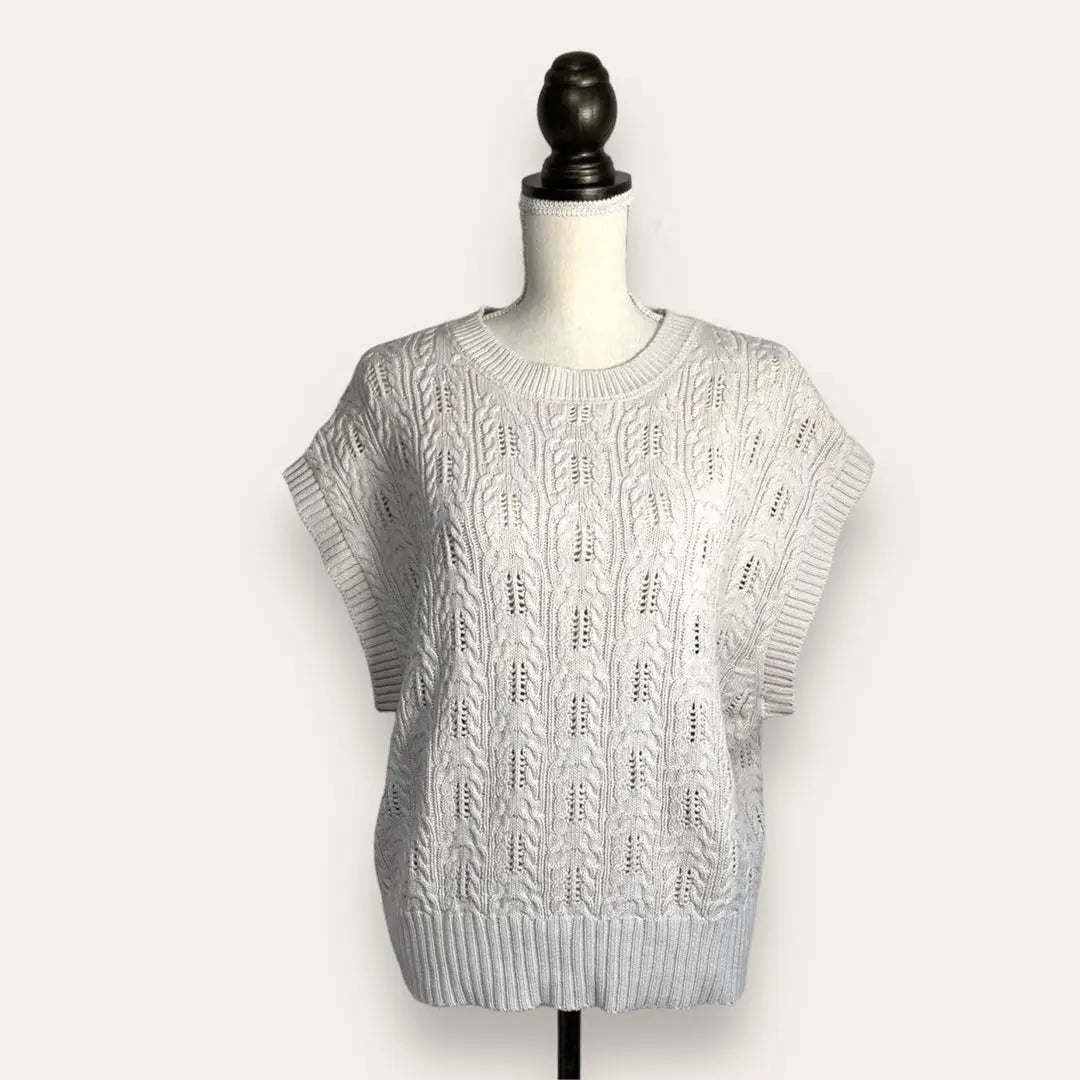 Shimamura/Large size 3L/Knitted vest/Opemark knit/100% cotton