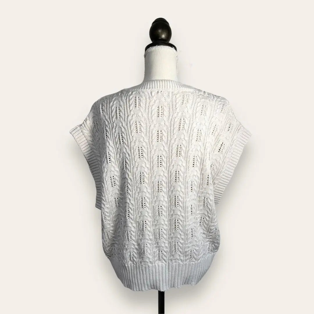 Shimamura/Large size 3L/Knitted vest/Opemark knit/100% cotton