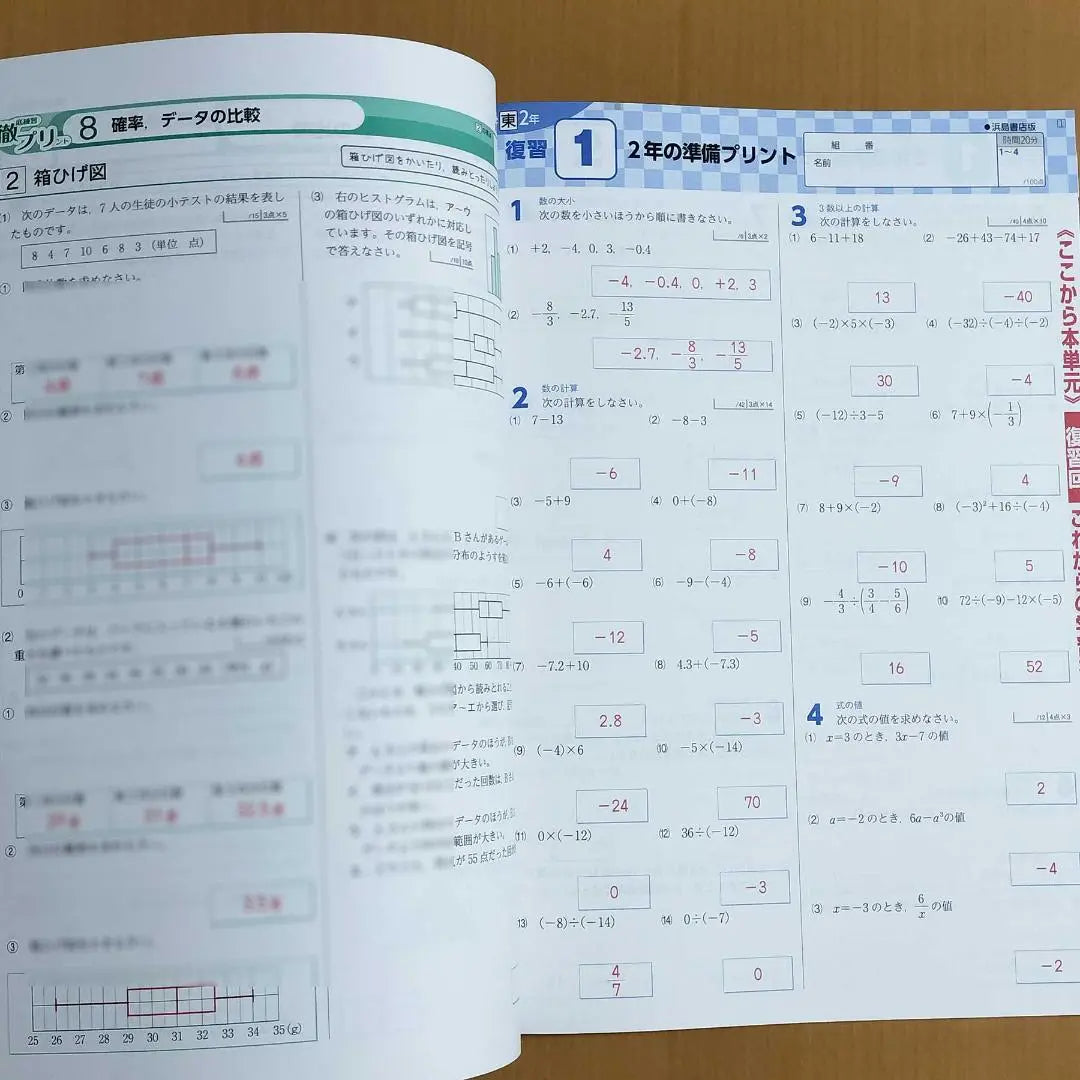 2024 Matemáticas 2do año Versión del libro de Tokio [Para profesores] Respuesta Ventas Impresión única | 2024年度 基礎をきずく数学2年 東京書籍版【教師用】答え 解答 単元プリント