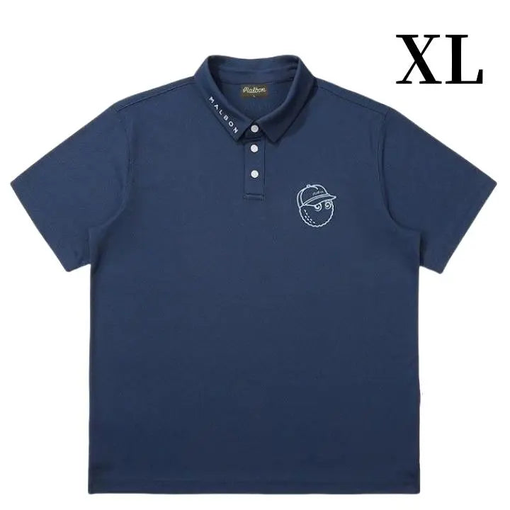 Navy Blue XL Malbon Golf Polo Shirt Shirt Men's Wear Comfortable Quick Drying Short Sleeve