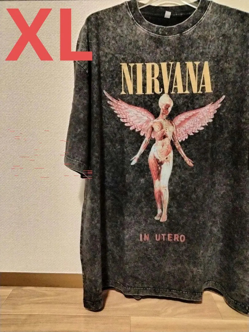 Camiseta popular de Nirvana estilo de procesamiento vintage Sin impresión en negro | 大人気 ニルヴァーナTシャツ ヴィンテージ加工風 ブラック 印字なし ゆったり