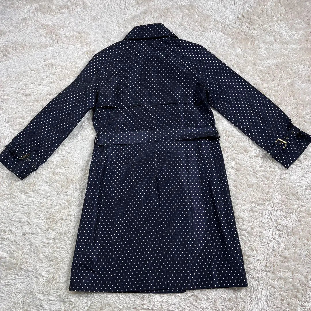 [Good Condition] Celine Trench Coat Dot Pattern 100% Silk Navy 38 M