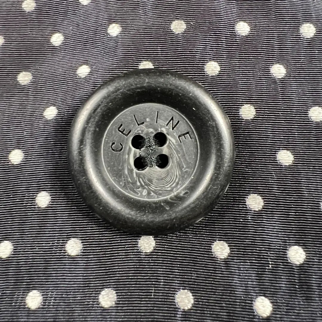 [Good Condition] Celine Trench Coat Dot Pattern 100% Silk Navy 38 M