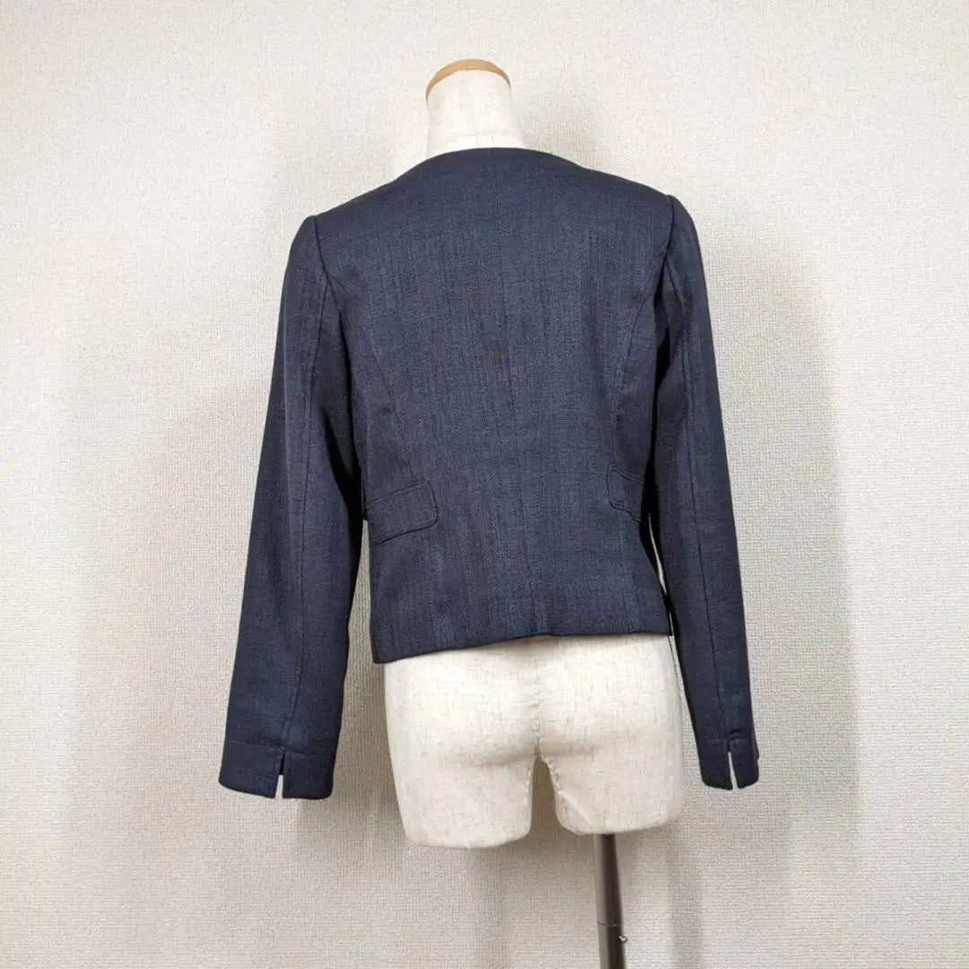 [Proportion] No color jacket navy 2 M beautiful goods formal | 【プロポーション】ノーカラージャケット　ネイビー　2　M　美品　フォーマル