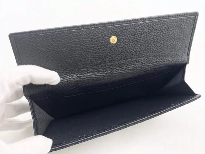 K385 Unused☆ Bvlgari long wallet black unisex leather & cloth fabric black