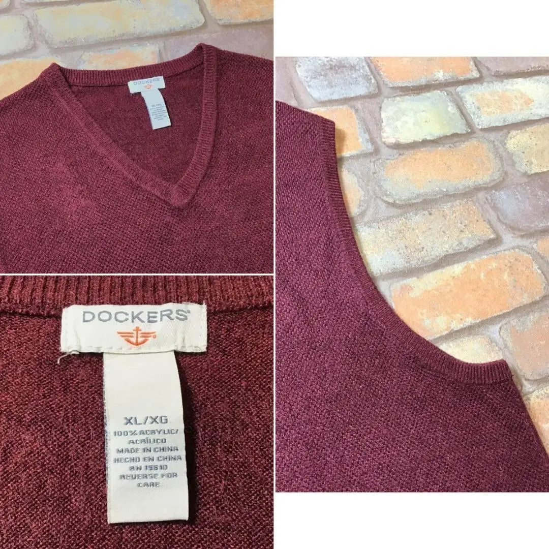 ME7-979 USA Vintage Dockers V-neck Vest Wine Red Large