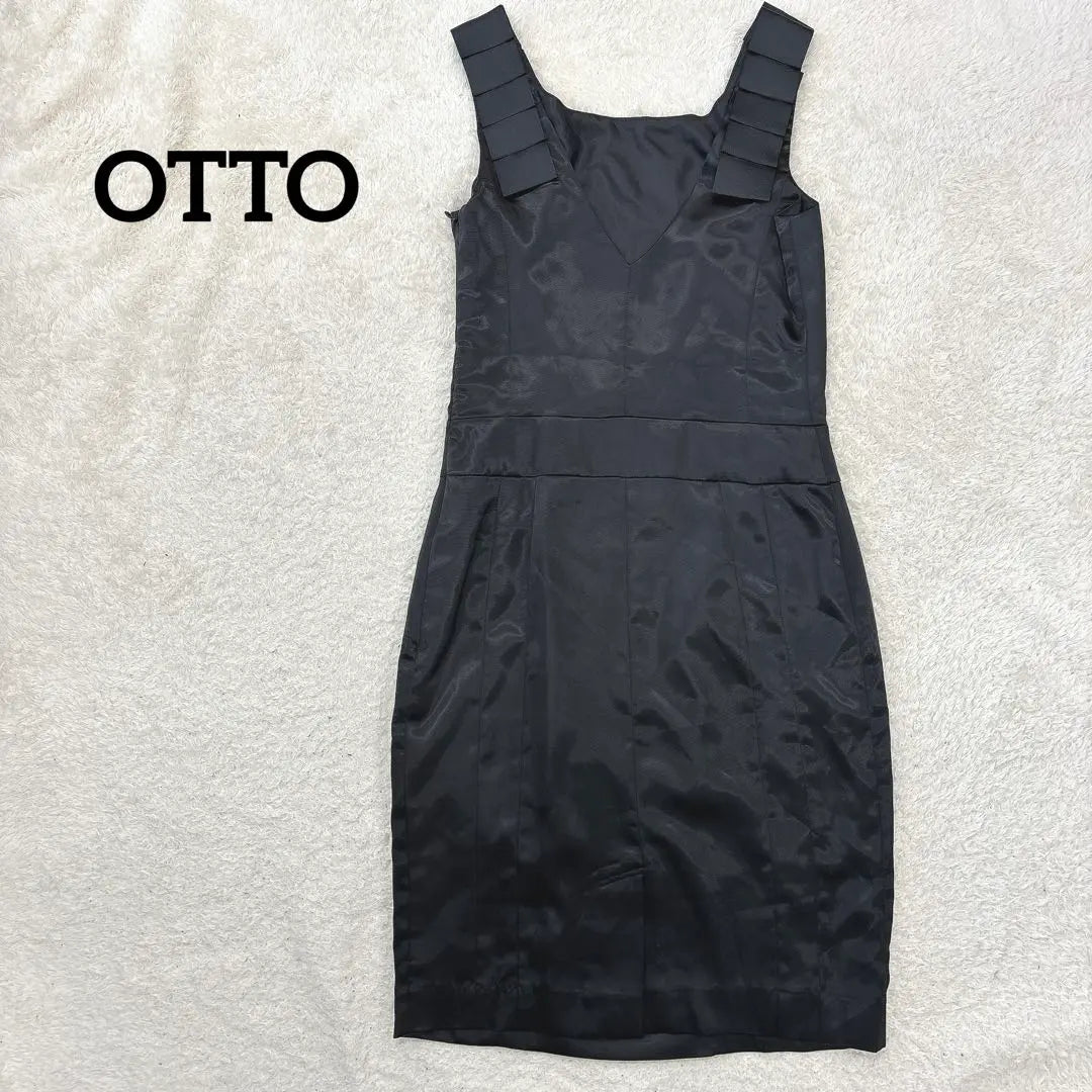 OTTO Formal Dress Tank Top Knee Length Dress Ribbon Black