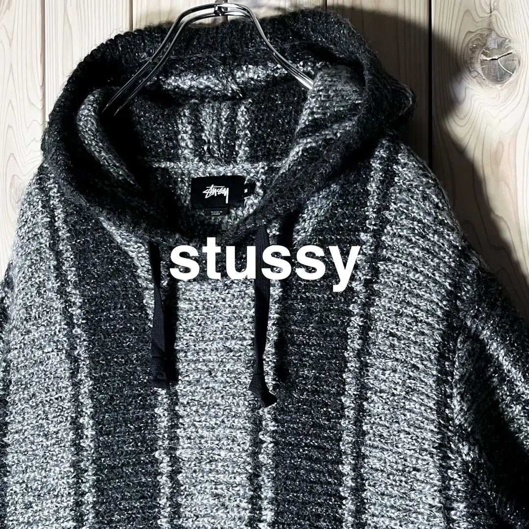 [Extremely beautiful M] Stussy embroidered tab logo striped Mexican parka