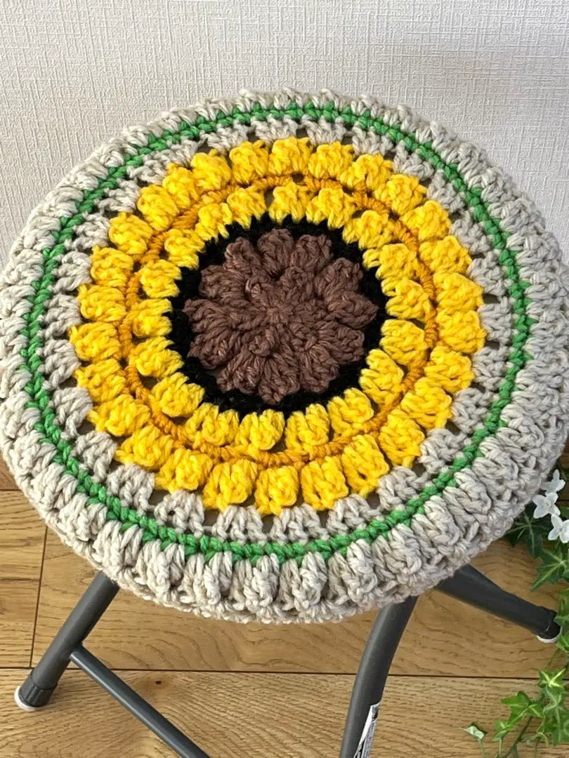 Round chair cover Sand beige x Sunflower style