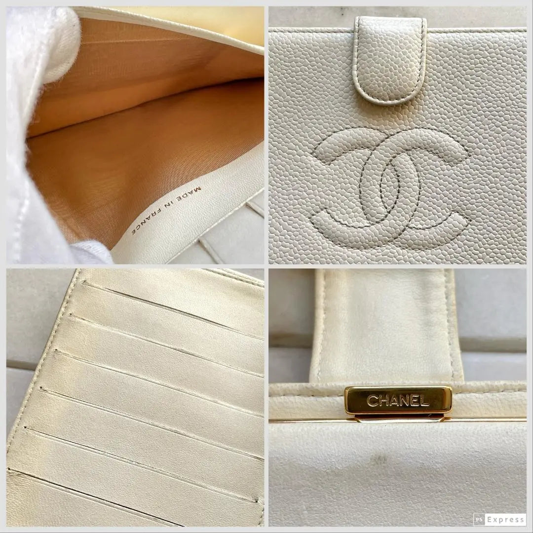 Cartera de piel de caviar CHANEL en color blanco