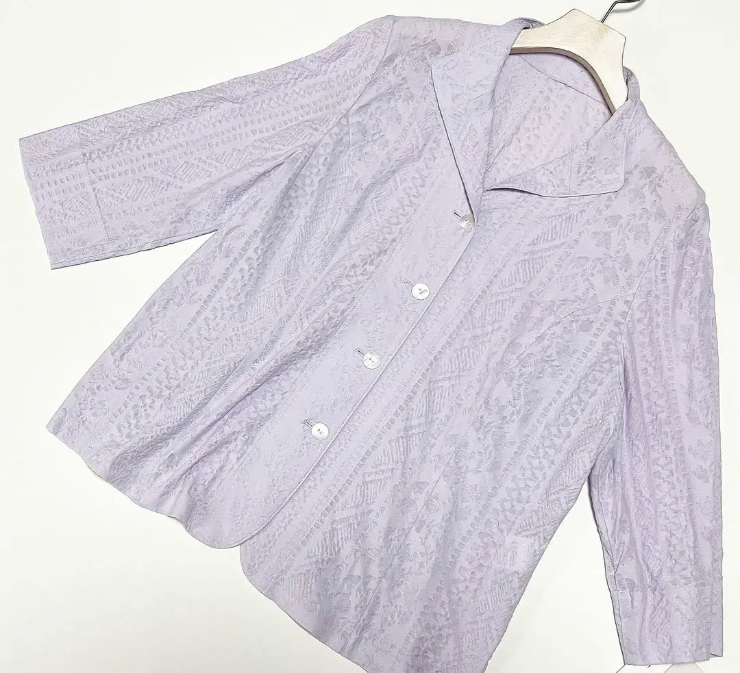 [Lerian] New, thin, lavender, flower-like openwork pattern, 3/4 sleeve jacket, 13+