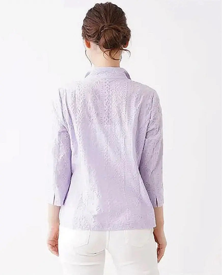 [Lerian] New, thin, lavender, flower-like openwork pattern, 3/4 sleeve jacket, 13+