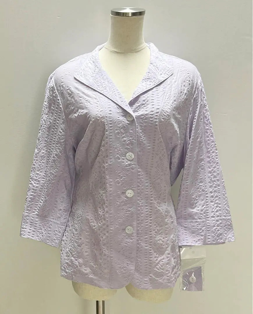 [Lerian] New, thin, lavender, flower-like openwork pattern, 3/4 sleeve jacket, 13+