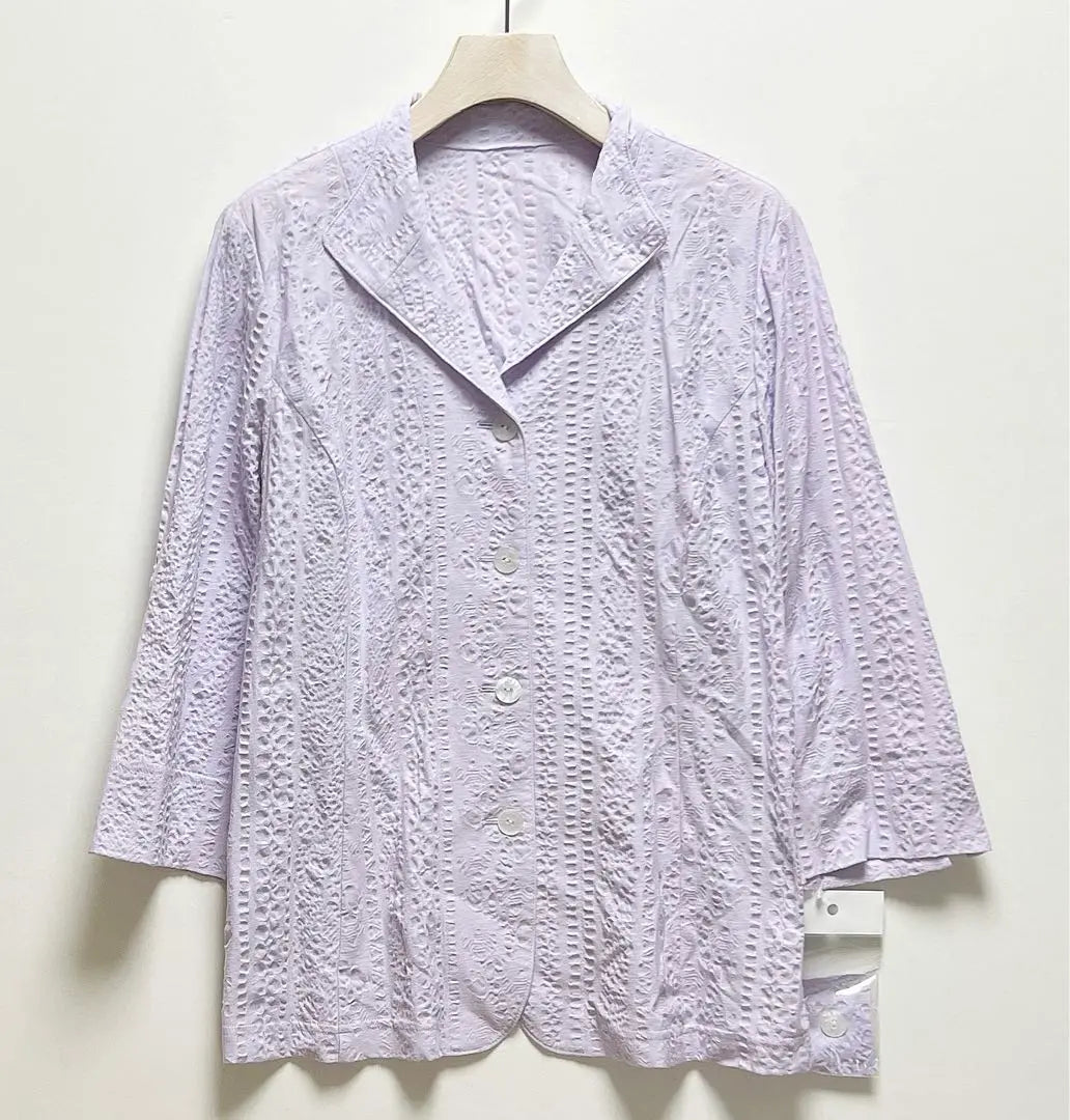 [Lerian] New, thin, lavender, flower-like openwork pattern, 3/4 sleeve jacket, 13+