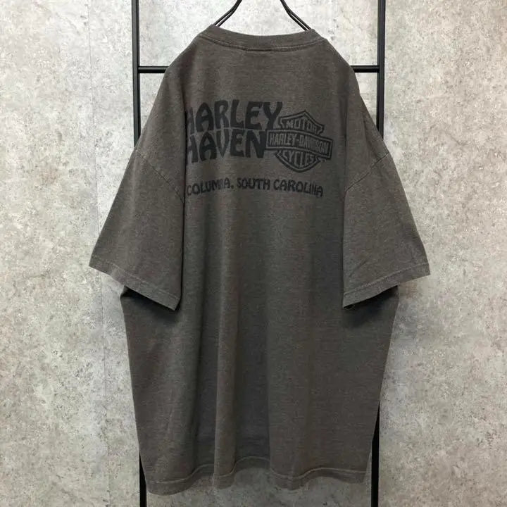 《US used clothing》Harley Davidson logo print brown T-shirt for men 2XL