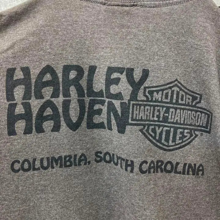 Camiseta marrón con estampado del logotipo de Harley Davidson para hombre, talla 2XL, 《US used clothes》