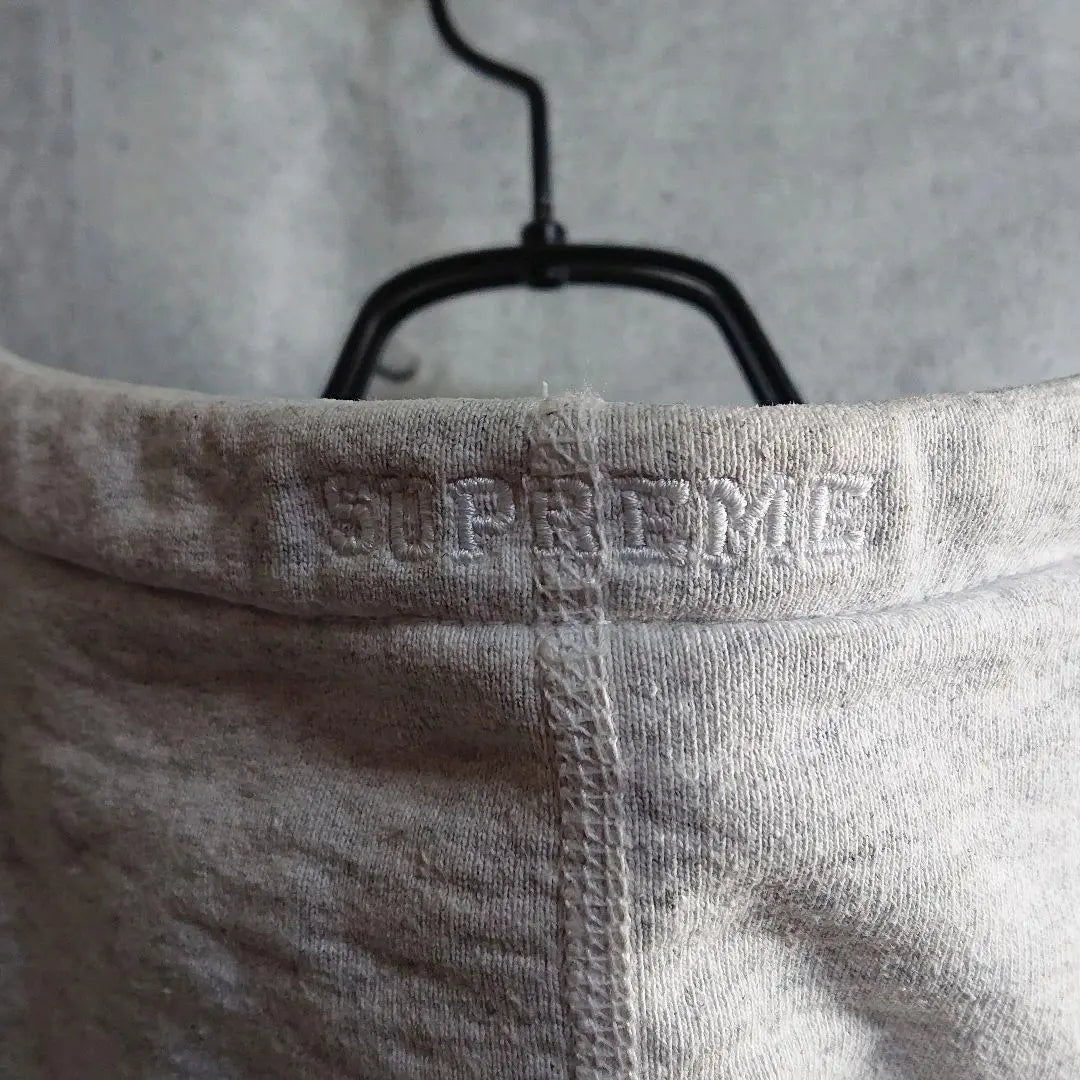 Supreme★S logo embroidered thick pullover hoodie marbled gray L