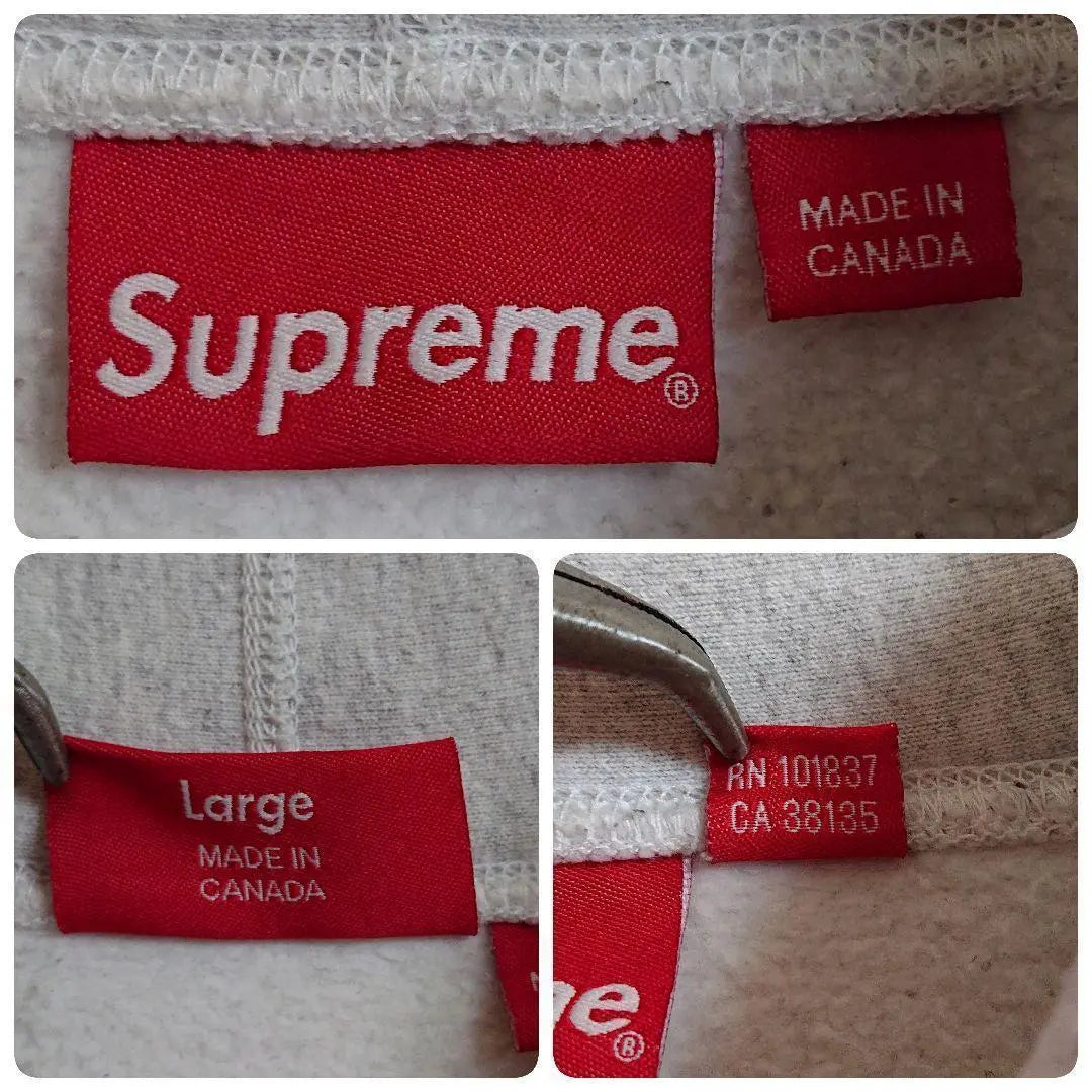 Supreme★S logo embroidered thick pullover hoodie marbled gray L