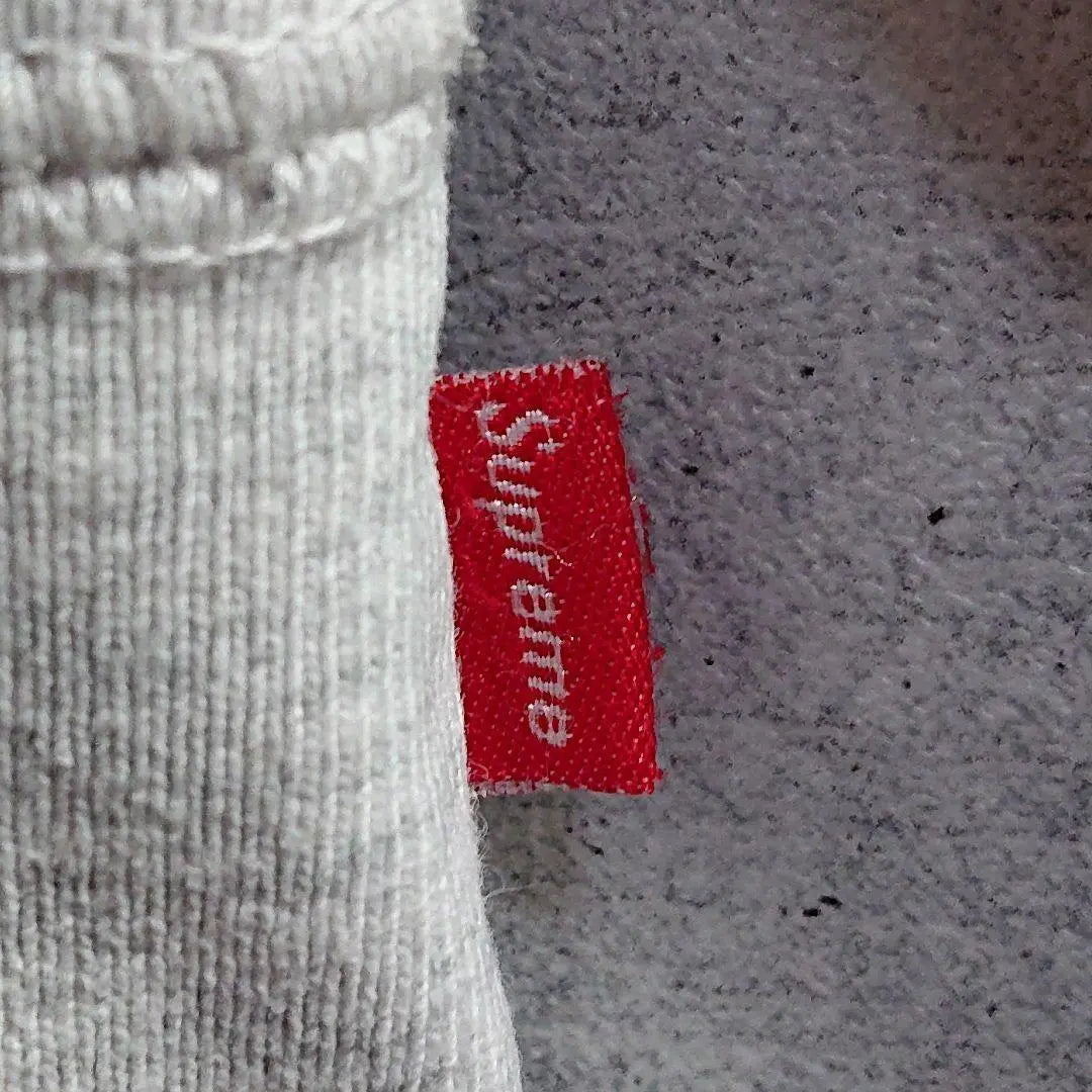 Supreme★S logo embroidered thick pullover hoodie marbled gray L