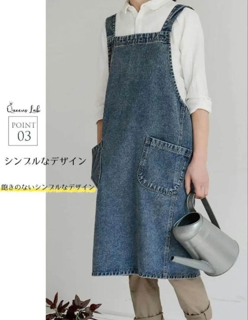 ★Very popular★Apron, denim, simple, blue, plain, adult, men, unisex