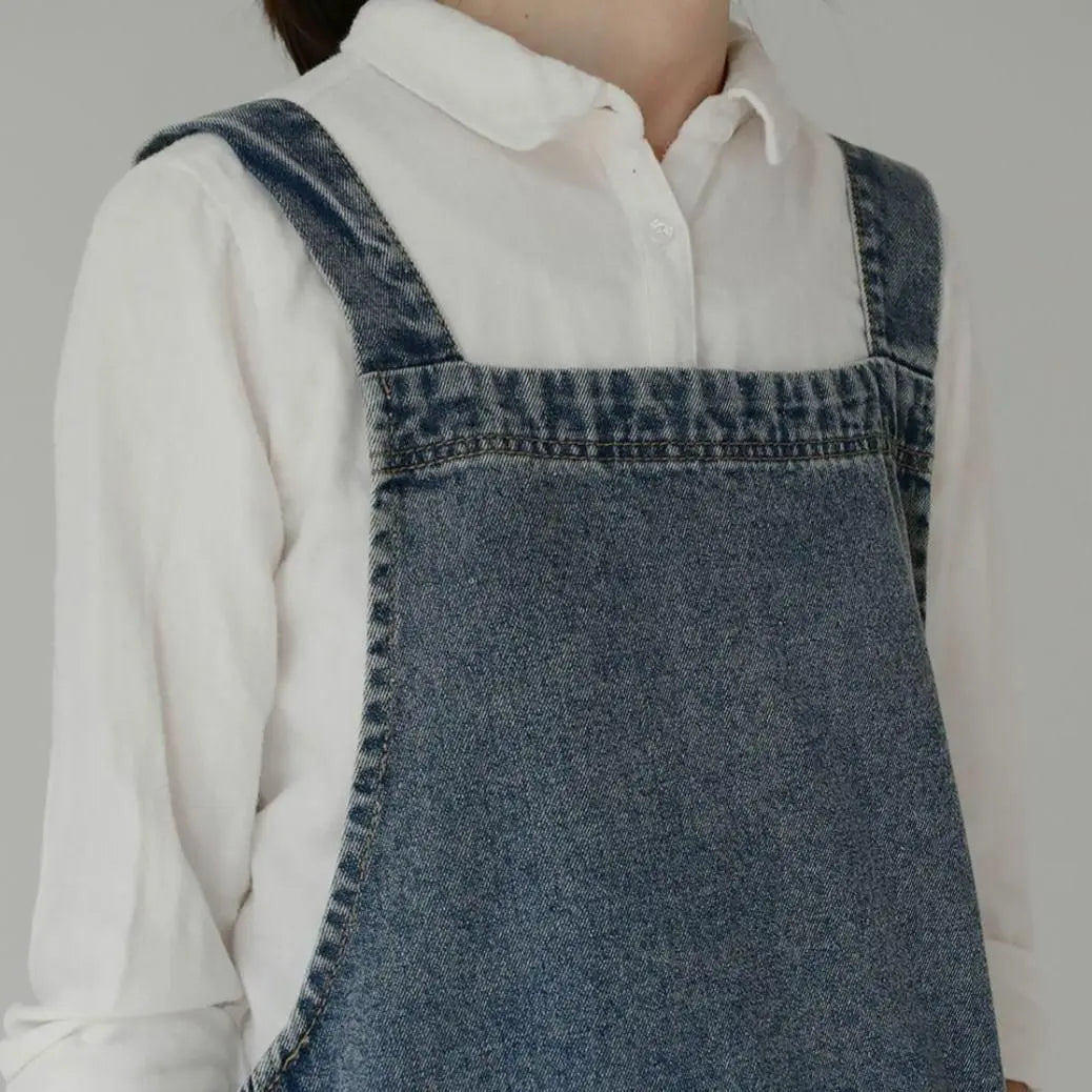 ★Very popular★Apron, denim, simple, blue, plain, adult, men, unisex