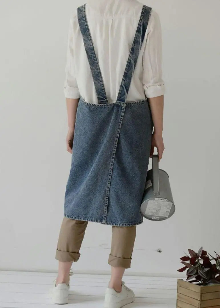 ★Very popular★Apron, denim, simple, blue, plain, adult, men, unisex