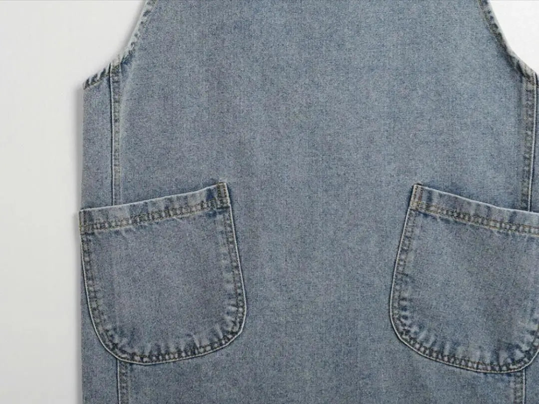 ★Muy popular★Delantal, denim, sencillo, azul, liso, adulto, hombre, unisex