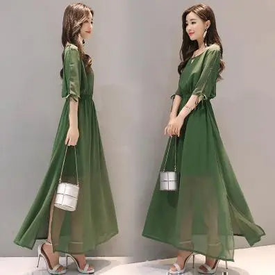 One Piece Dress Long Wedding Invitation After Party Party Formal Korean Popular XL Green