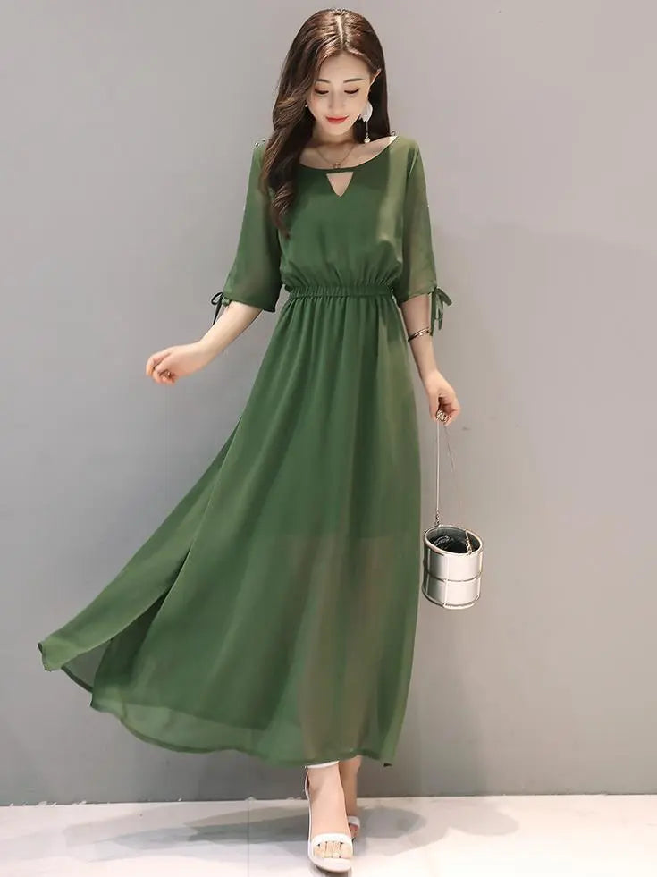 One Piece Dress Long Wedding Invitation After Party Party Formal Korean Popular XL Green