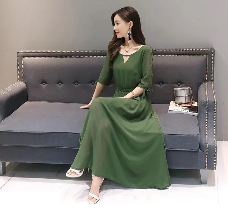 One Piece Dress Long Wedding Invitation After Party Party Formal Korean Popular XL Green