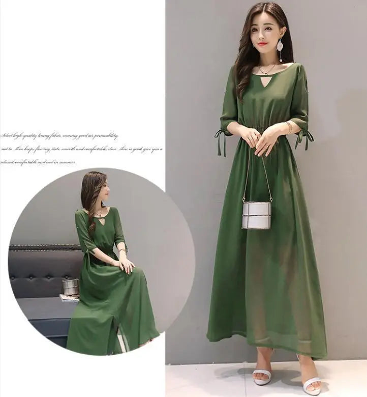 One Piece Dress Long Wedding Invitation After Party Party Formal Korean Popular XL Green