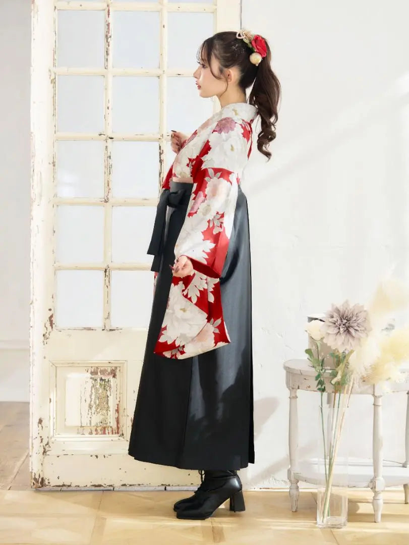 New Hakama 3-piece set Graduation ceremony Elementary school student College student Red Red Black 86BK