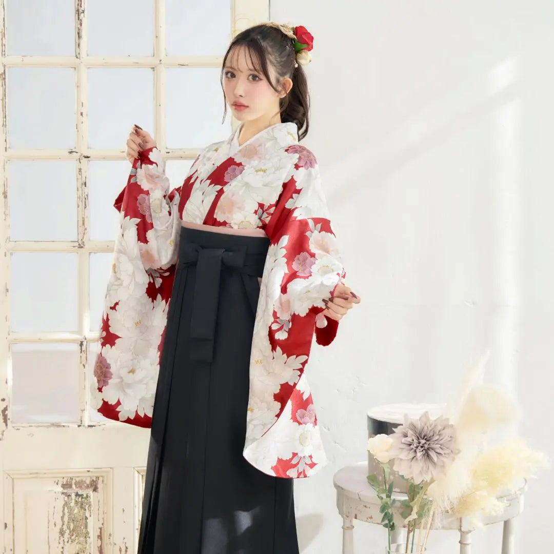 New Hakama 3-piece set Graduation ceremony Elementary school student College student Red Red Black 86BK