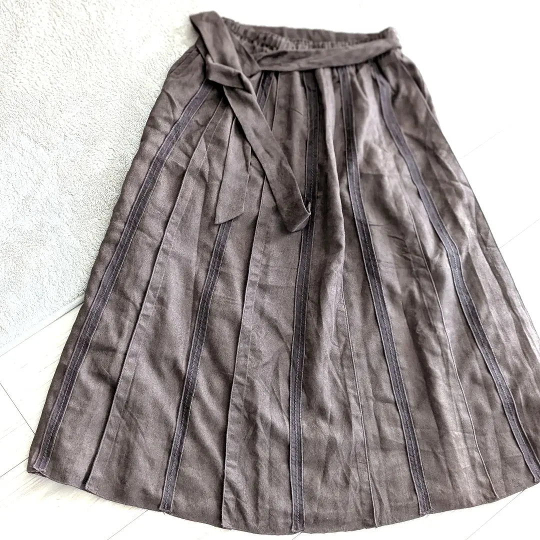 Brown Gathered Long Skirt