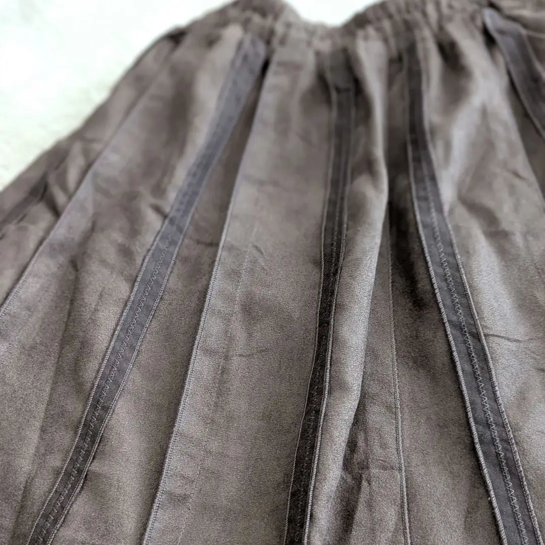 Brown Gathered Long Skirt