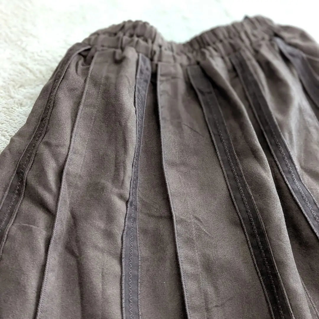 Brown Gathered Long Skirt