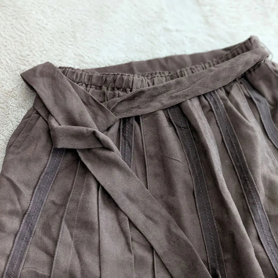 Brown Gathered Long Skirt